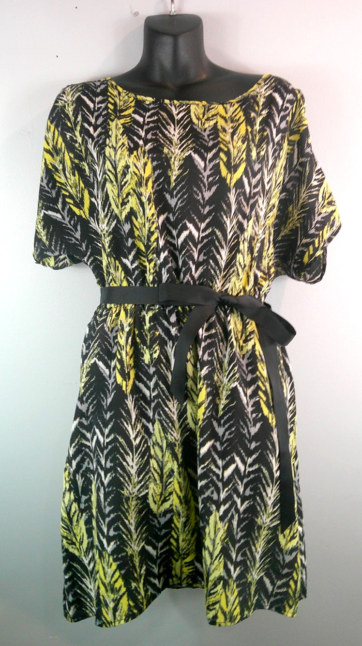 Sequin Hearts Women's Large cold shoulder Dress with Belt Elastic Waist